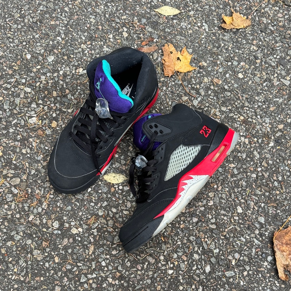 Nike Jordan 5 Retro Top 3” Black and Purple High-Top Sneakers